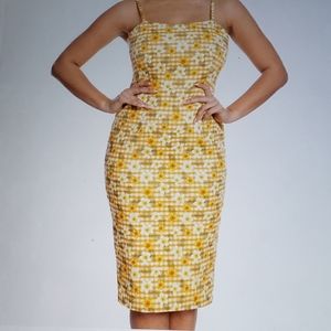 Gingham floral wiggle dress